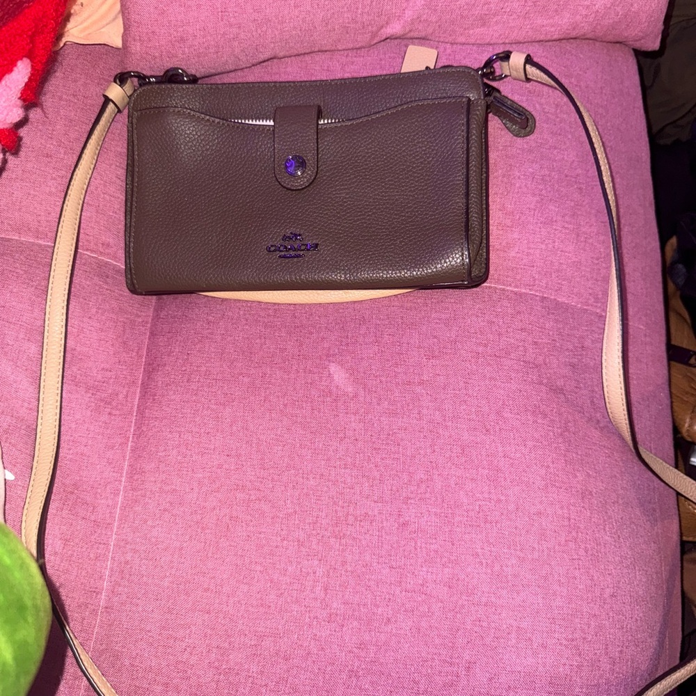 Coach Dark Brown and Cream Crossbody Bag